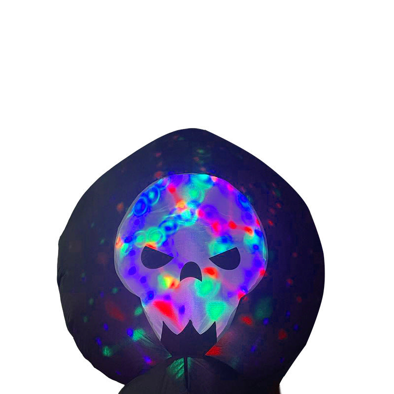 Oppustelig edderkop med LED-kranie mave Halloween dekoration