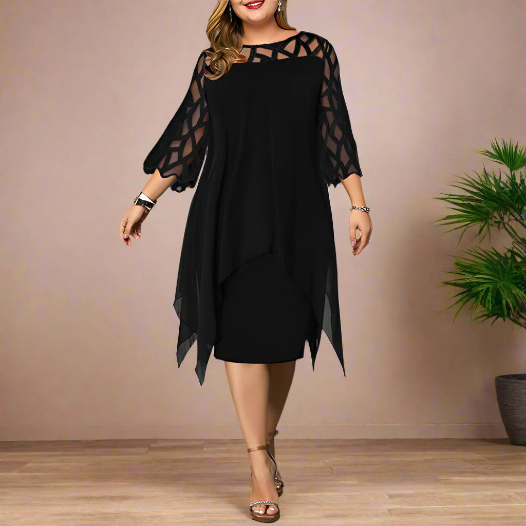 Elegant Oversized Long Sleeve Midi Dress with Unique Sleeve Design for Women, Versatile Style for Casual and Formal Occasions-3