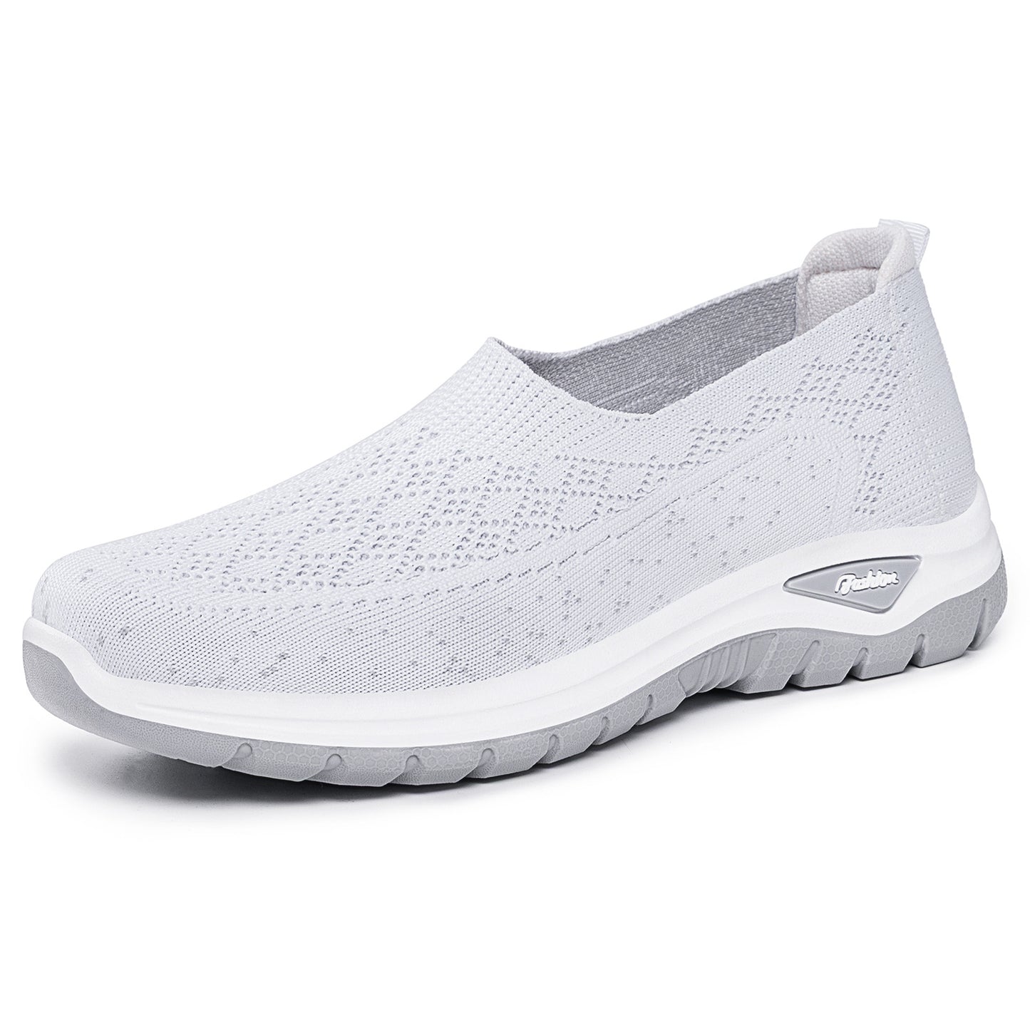 Letvægts damesko med mesh, slip-on – slip-on, strikket overdel, afslappet til daglig brug