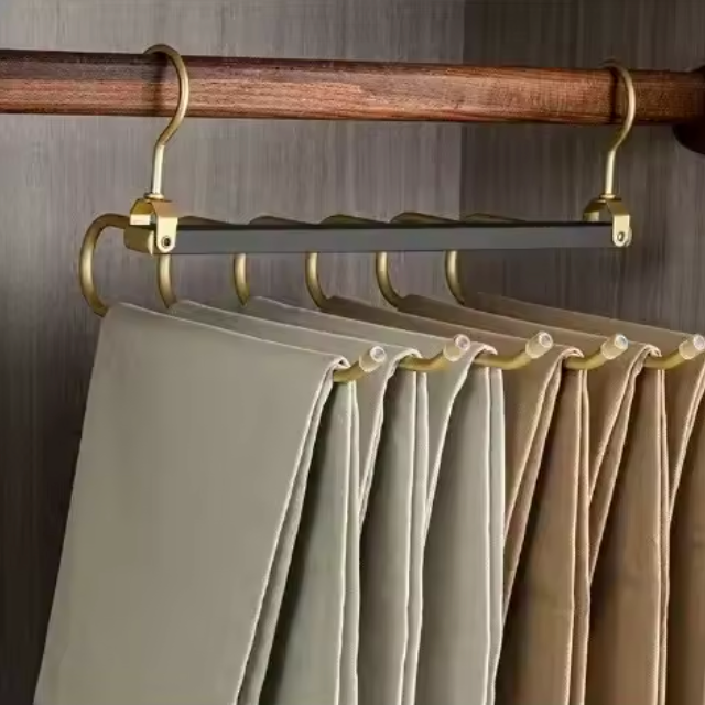 Drehbarer Aluminium-Hosenbügel 6 Schichten - Platzsparende Heimorganisatoren für Hosen & Schals