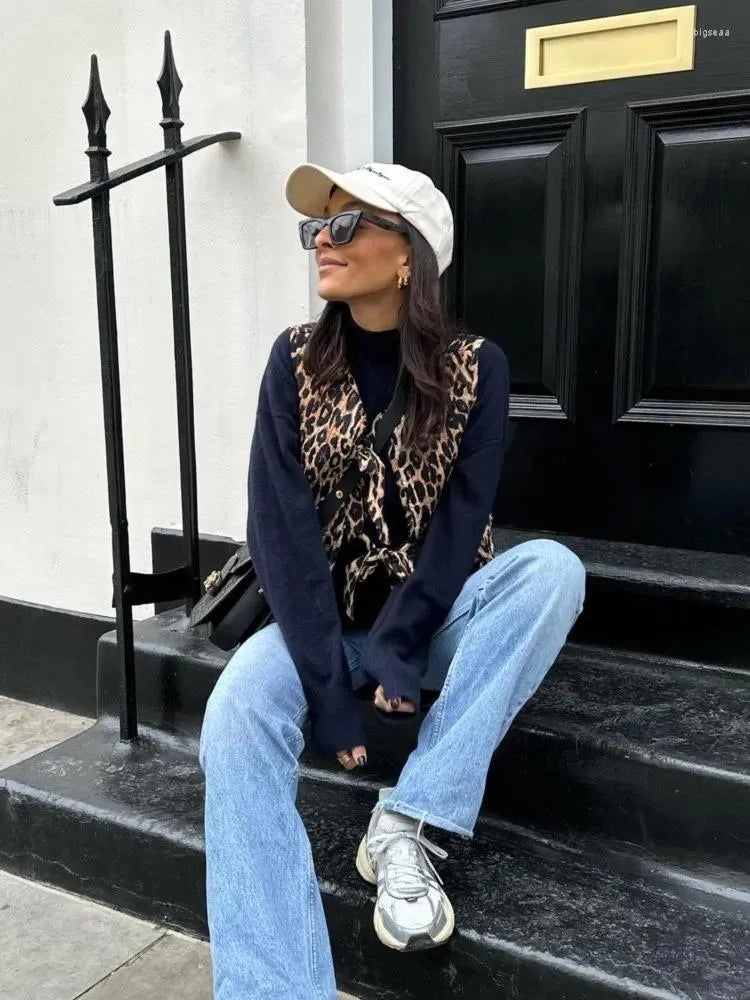 Jade Leopard Print Waistcoat for Women, Stylish Gilet, Flattering Fit, Premium Fabric, Summer 2024 Fashion-6