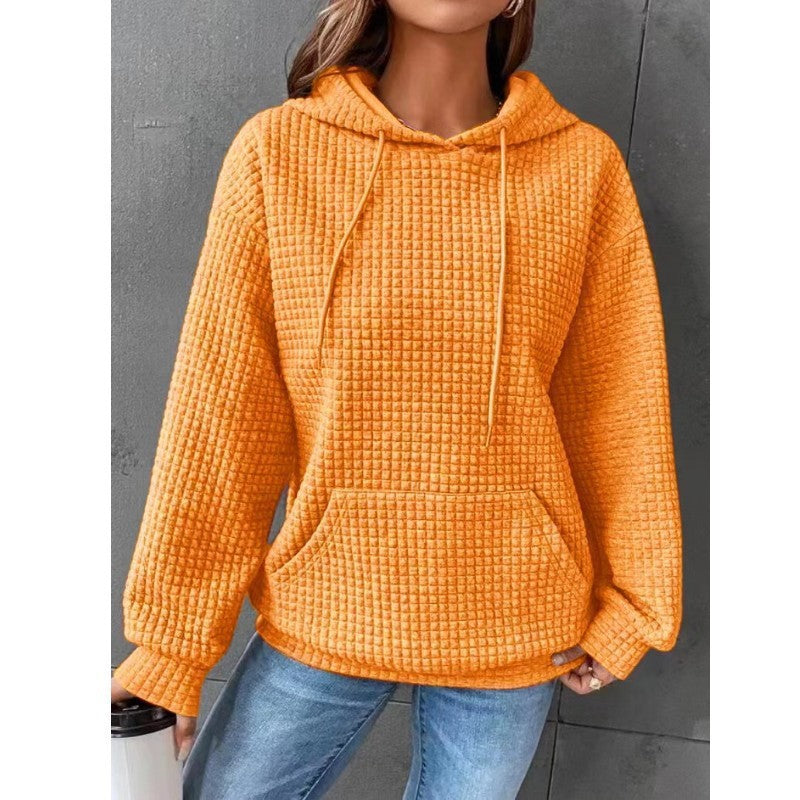 Soft Cozy Women’s Hoodie Sweater - Waffle Knit Layering