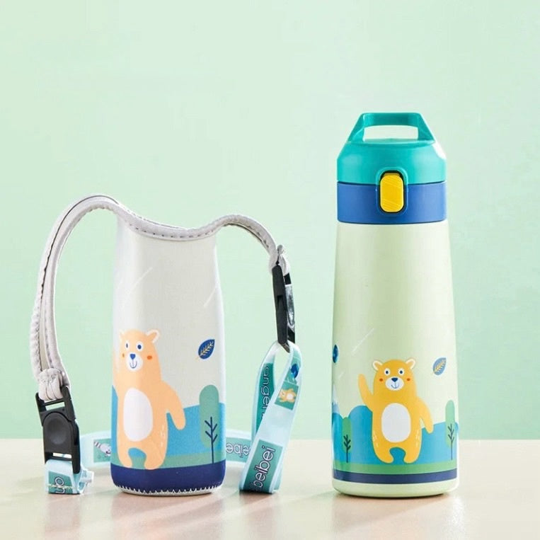 500ml Kids Stainless Steel Straw Thermos Mug With Case