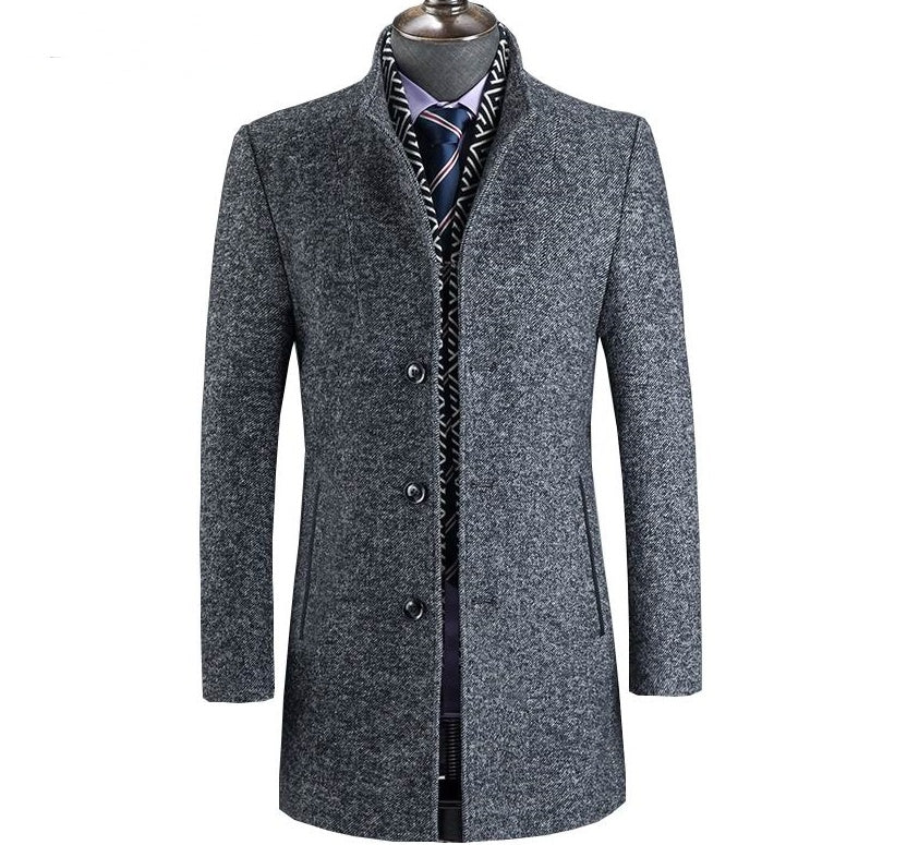Insulating Men's Overcoat - Single-Breasted, Wool, Commute