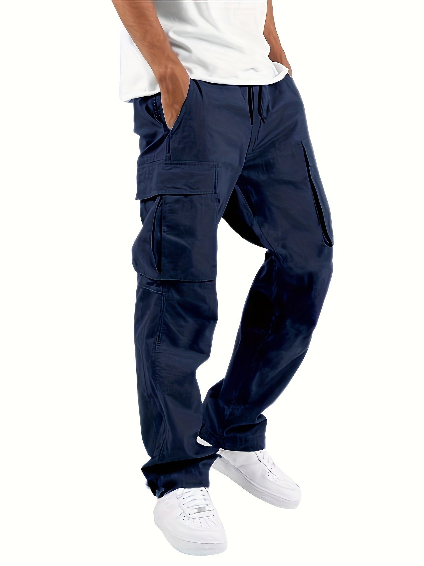 Variant image for Oversized Black Cargo Pants for Men with Multiple Pockets, Comfortable Fit and Durable Cotton Blend Trousers-33