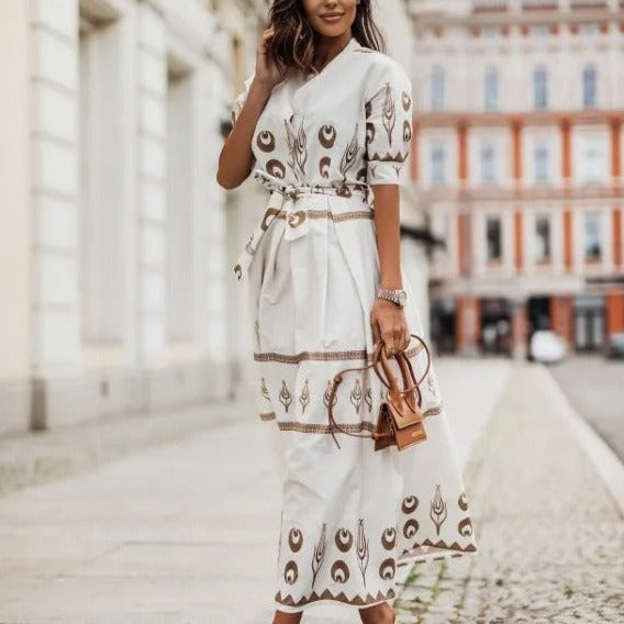 Variant image for Stylish Women's Summer Midi Dress with Unique Pattern for Versatile Occasions-11