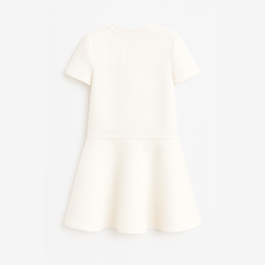 Damen Kurzes Elegantes Mode Sommerkleid - Schickes O-Ausschnitt Mini Kleid für Jugendpartys