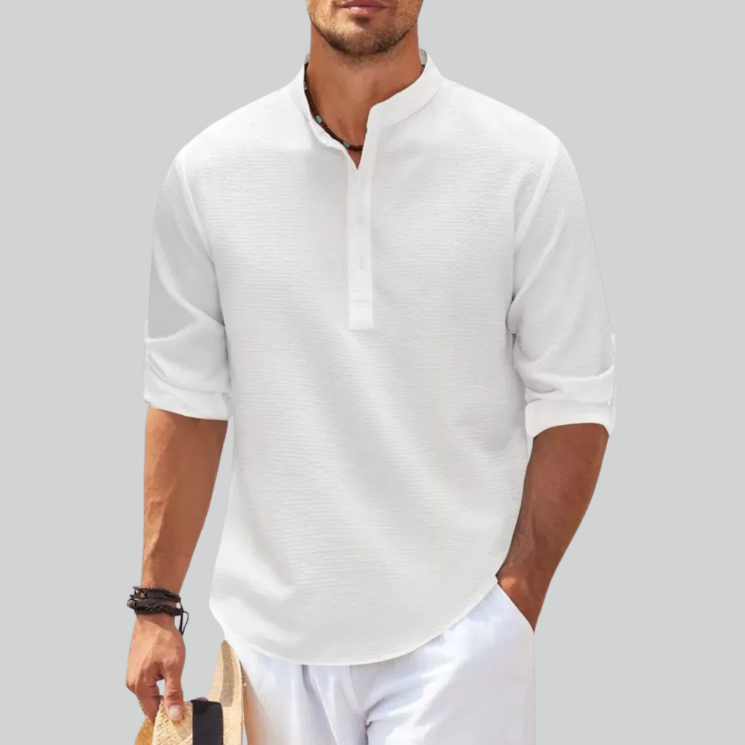 Cotton Linen Men's Long-Sleeved Shirt Plus Size S-5XL Casual Beach Style