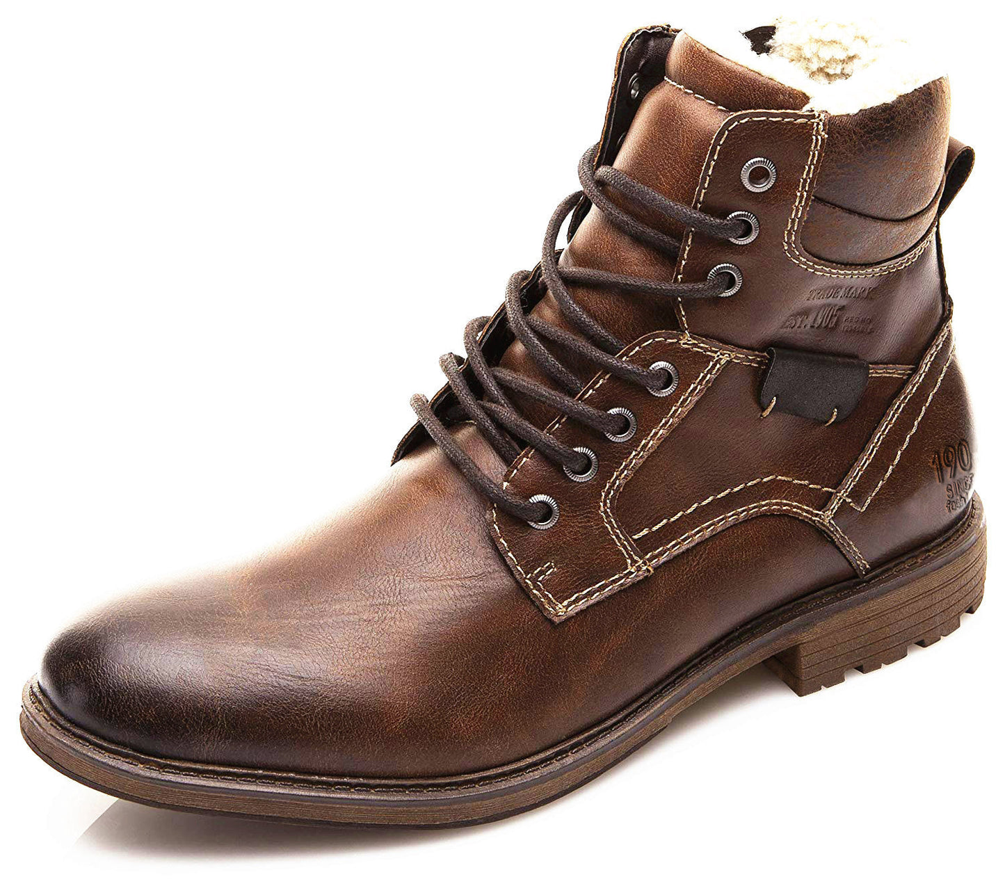 Warm Men’s Martin Boots – Lace Up Ankle, PU Leather, Snow