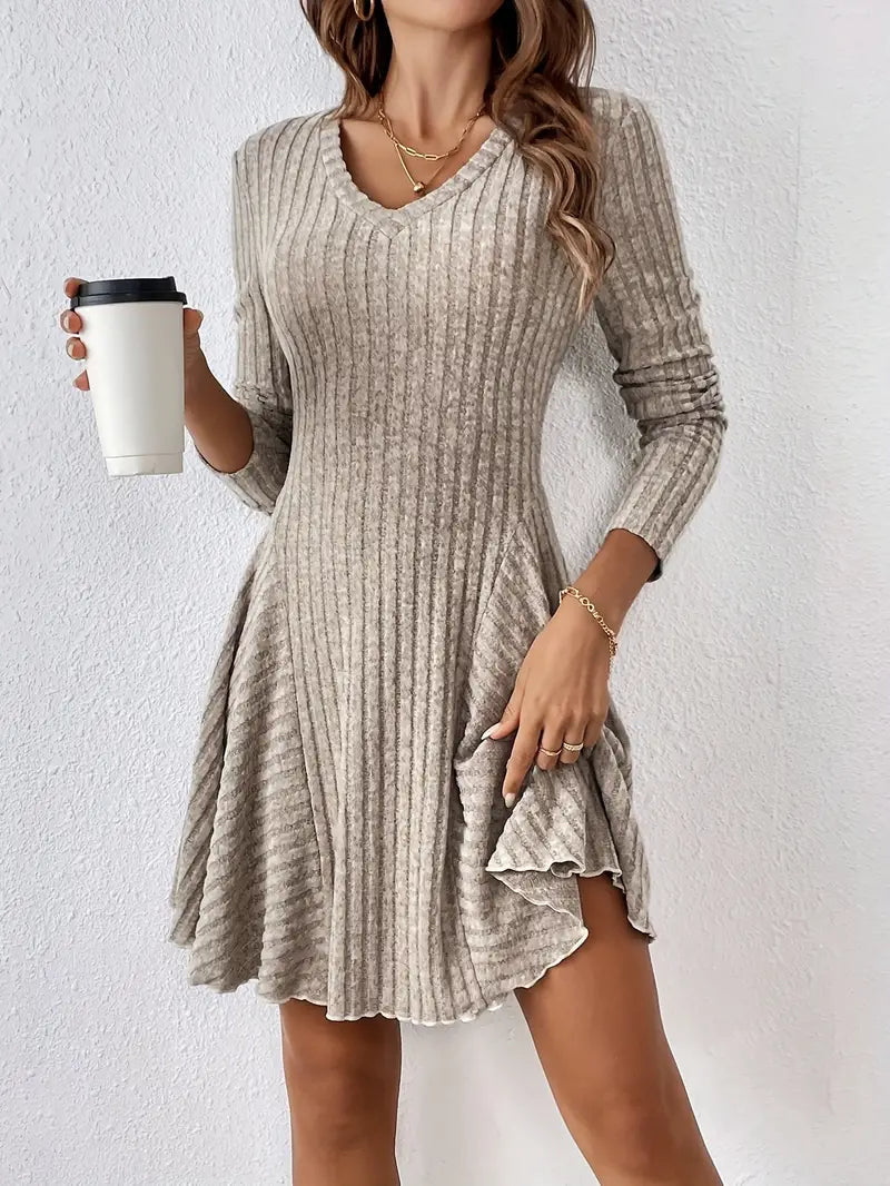Variant image for Long-Sleeved White Midi Dress for Women, Elegant Versatile Design for All Occasions, Comfortable Fit-7