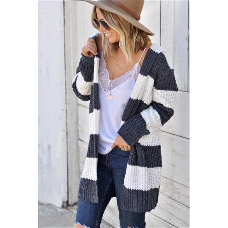 Warm Women’s Hooded Cardigan - Mid Length, Acrylic, Casual