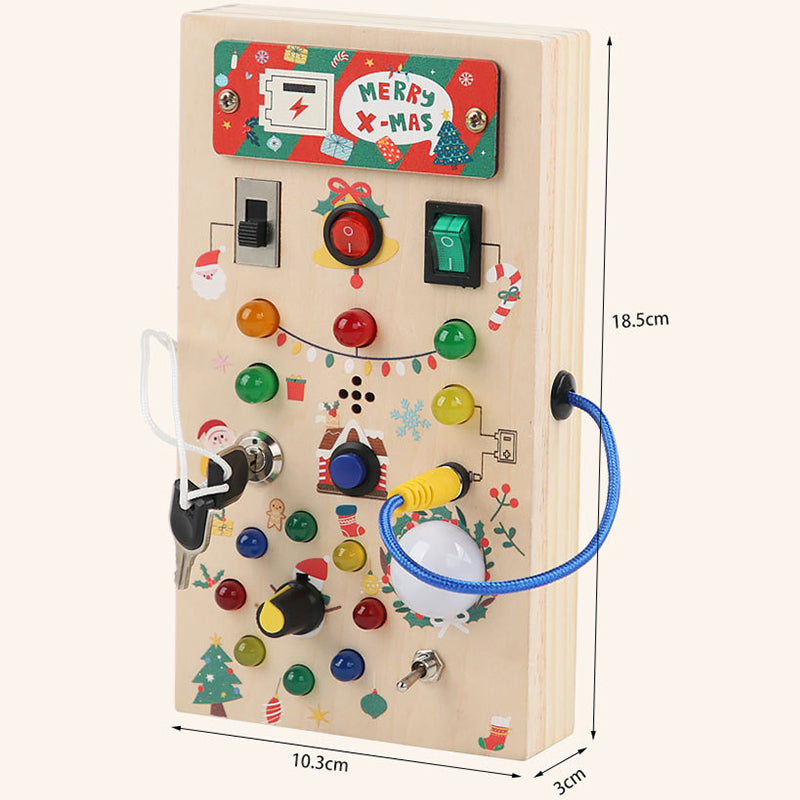 Tablero de entrenamiento sensorial Montessori para niños, juguete educativo de madera con luces LED, regalo de aprendizaje temprano para bebés