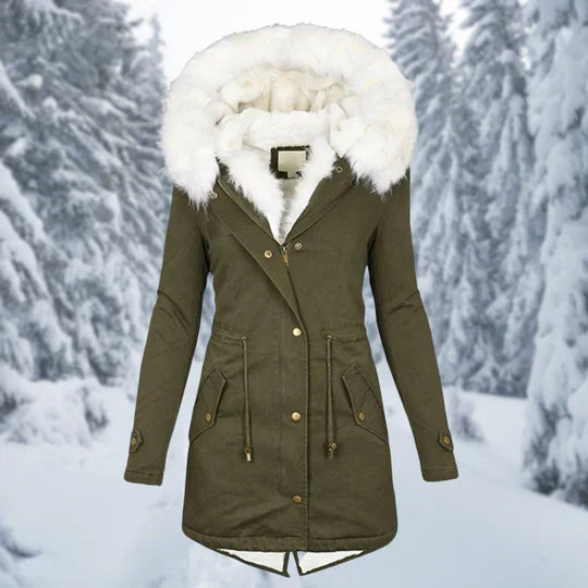 Warm Flattering Women's Parka - Longline, Faux Fur, Winter