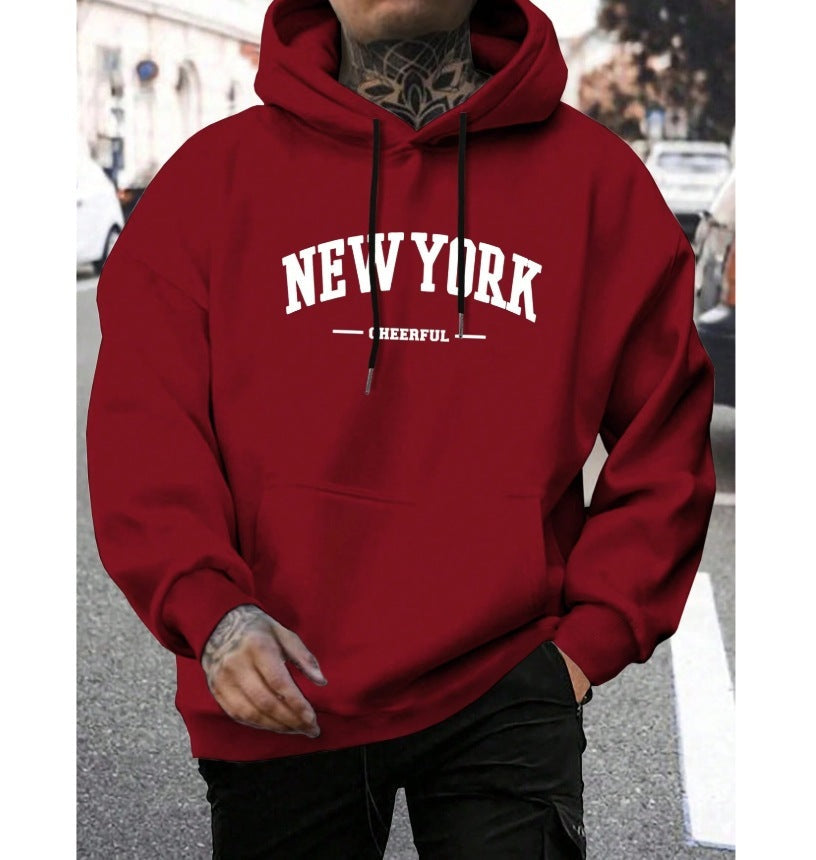 Oversized Casual Mens Hoodie - Pullover Polyester, Urban