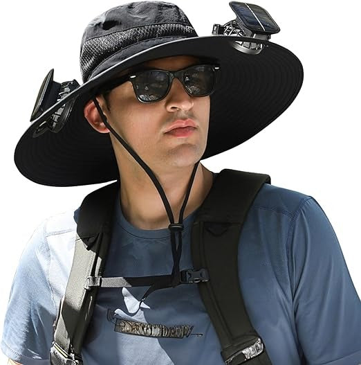 Solar Powered Sun Hat With Dual Fans Outdoor Cooling Gear Summer 2025 Keeps You Cool