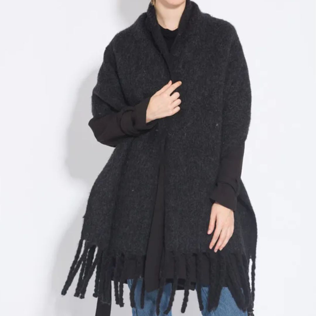 Oversized Women Scarf - Long Fringed Fluffy Wool Winter