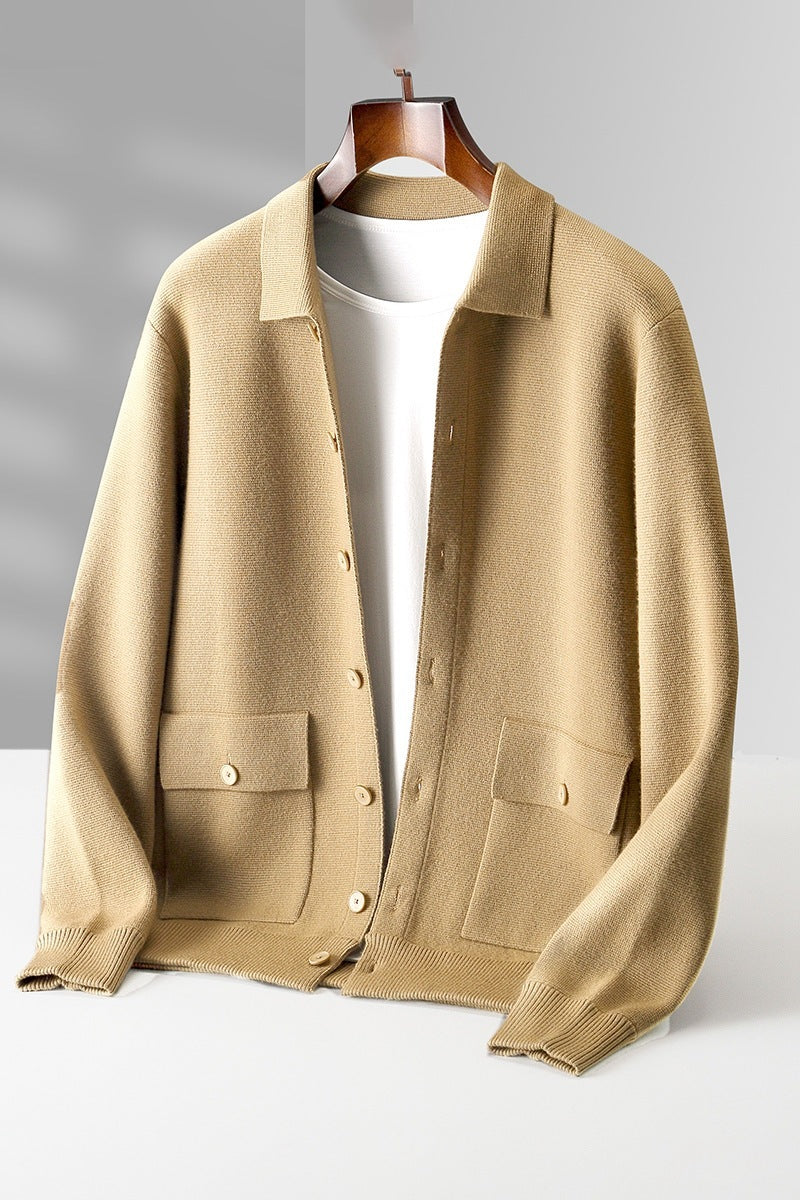 Warme Klassieke Heren Polo Cardigan - Wol, Knopen, Herfst