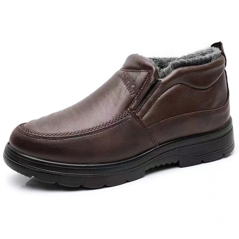 Waterproof Cozy Mens Slip-On Shoes - Faux Leather Winter