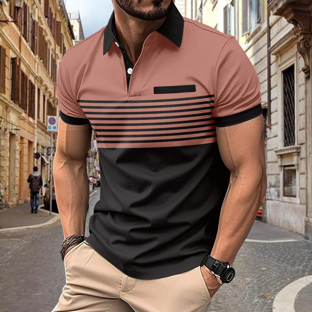 Atmungsaktives Herren Poloshirt – klassischer Schnitt, Baumwolle, für Freizeitaktivitäten 5
