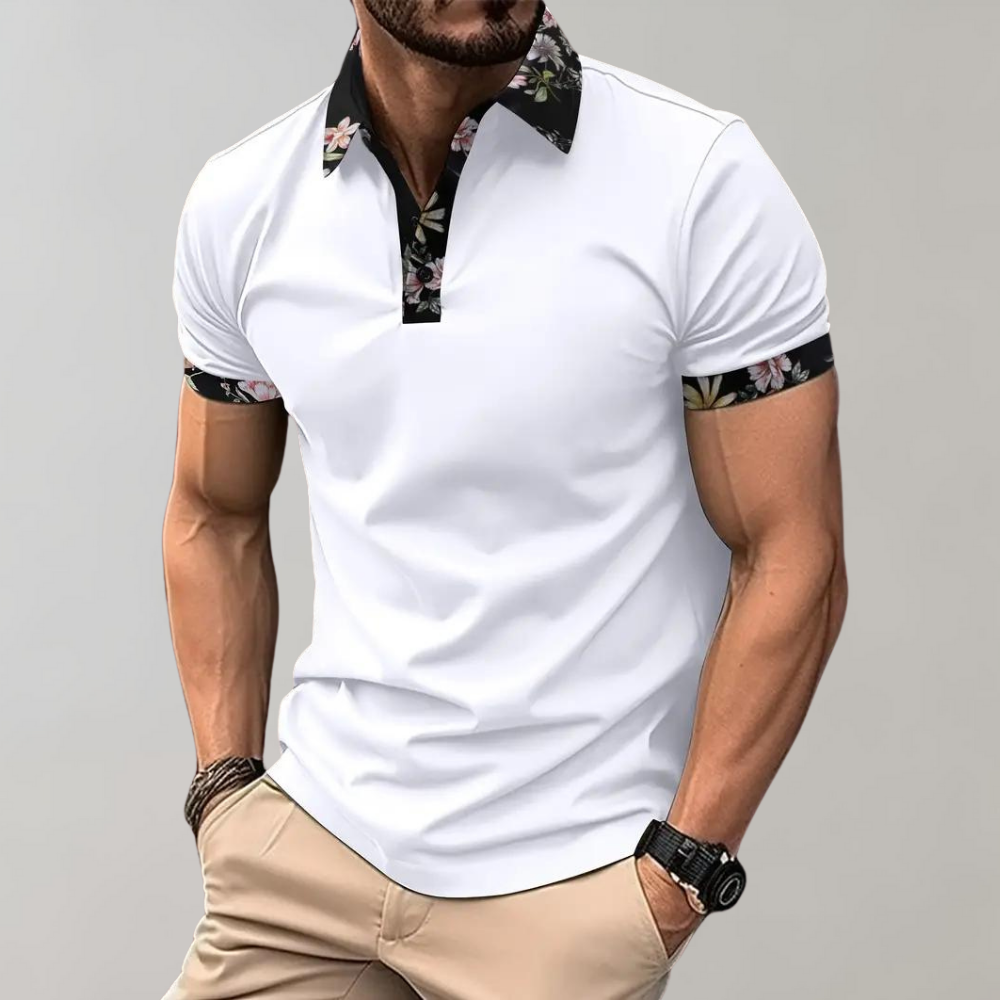 Bequemes Herren Poloshirt – florales Design, Polyester, für Freizeit und Alltag 10