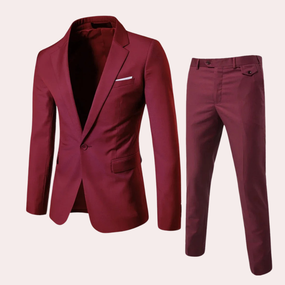 Breathable men's suit set – classic blazer and tailored trousers, premium fabric, for formal occasions 5