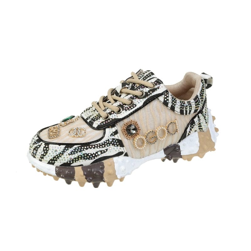 Breathable women's sneakers – slip-on diamond design, PU, for everyday wear 7