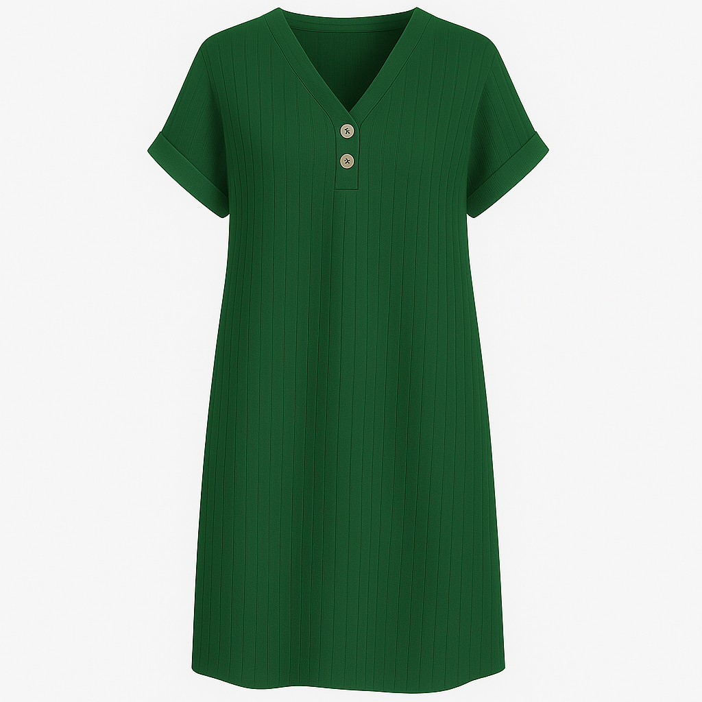 Damen Lockeres V-Ausschnitt T-Shirt Kleid Große Größen Strandkleid