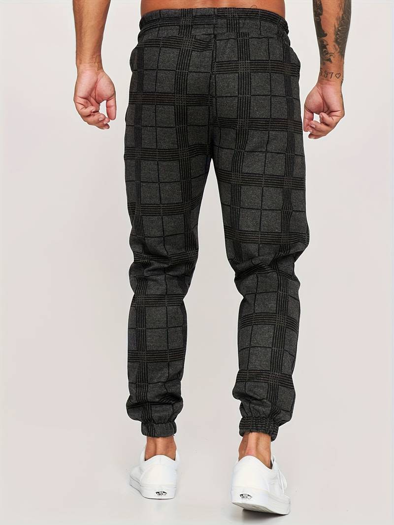 Comfortable men's jogger pants – classic check pattern, breathable cotton, for everyday wear 9