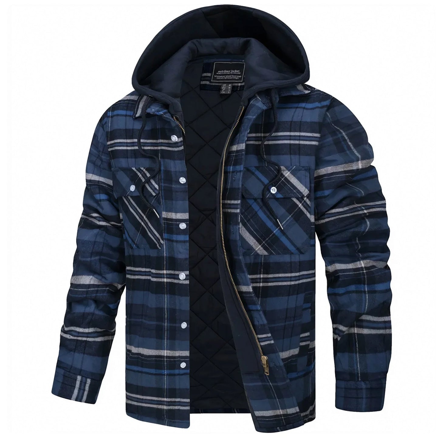 Lightweight Cozy Men's Hooded Jacket - Shirt Style, Fleece