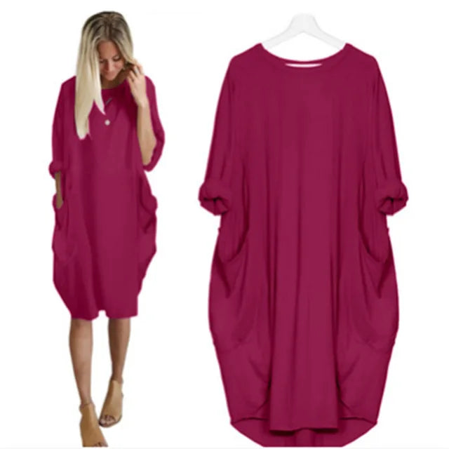 Variant image for Plus Size Women's Dress with Pockets, Oversize Relaxed Fit, Soft Lightweight Fabric, Sizes S-5XL-57