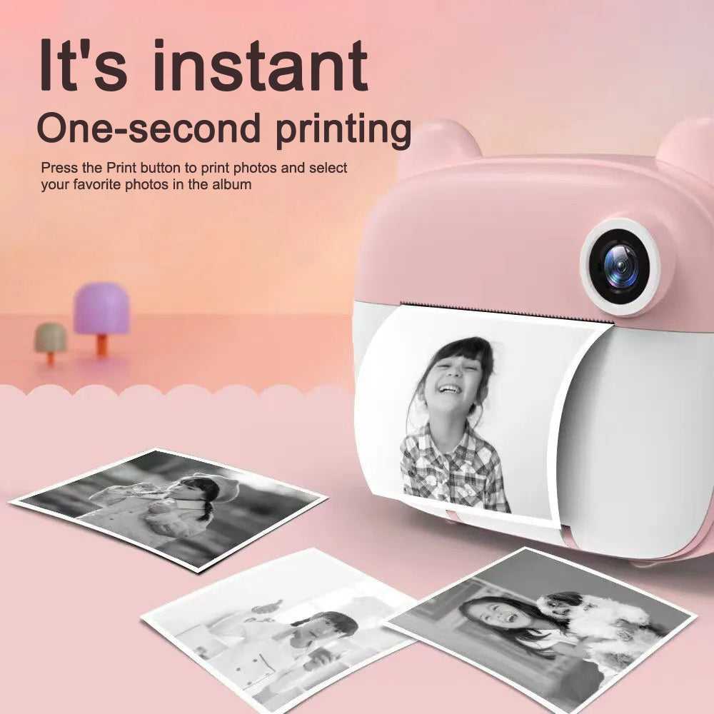 Kid Instant Print Camera - Fun Photography for Kids, Lightweight, Easy to Use, Black & White Prints