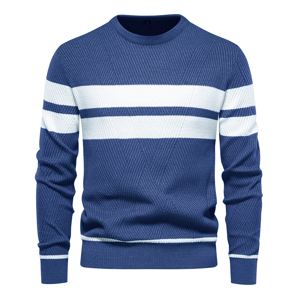Soft Classic Men's Striped Sweater - Crew Neck, Knit Casual