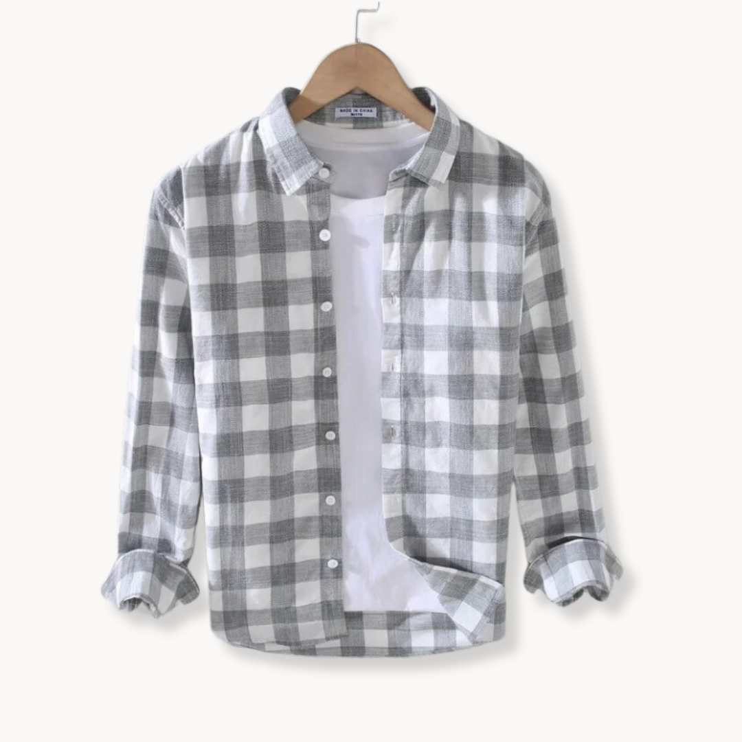 Variant image for Men's Long Sleeve Checkered Shirt in 100% Cotton, Versatile Button Closure, Classic Style, Available in Various Sizes-5