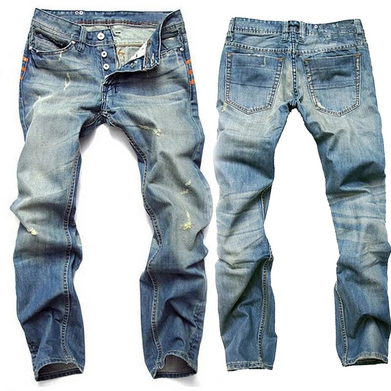 Torn Denim Jeans for Men, Comfort Fit Deep Blue Urban Style, Durable High-Quality Denim, Available in Multiple Sizes-2