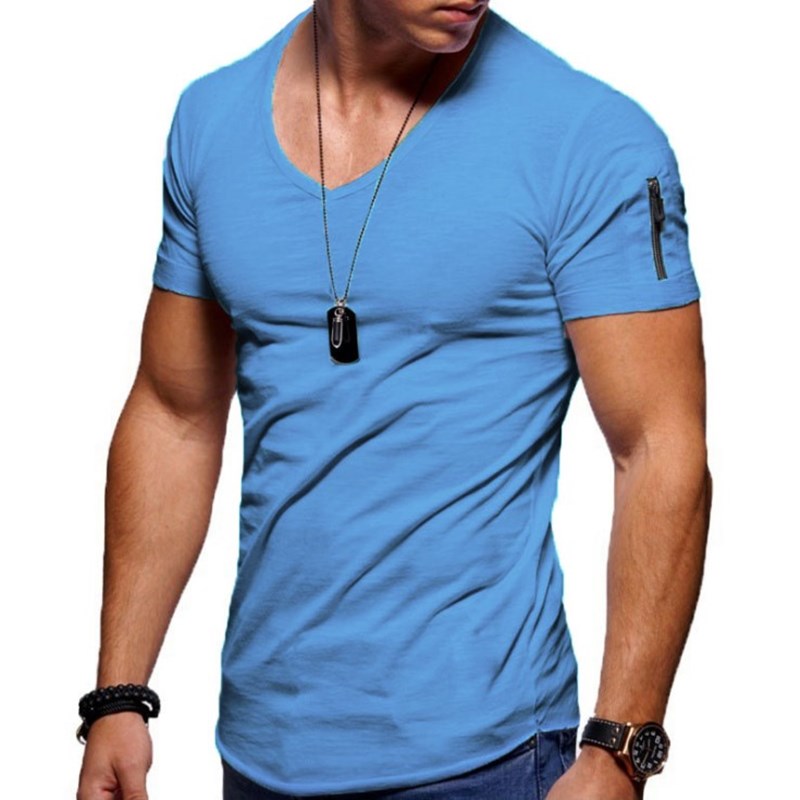 Variant image for Men's V-Neck Muscle T-Shirt, Lightweight Breathable Workout Tee for Training, Casual Wear, Slim Fit, Multiple Colors Available-57
