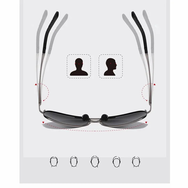 Luchtvaart Metaal Frame Kleurveranderende Zonnebrillen voor Mannen, Piloot Dag Nacht Visie Rijden