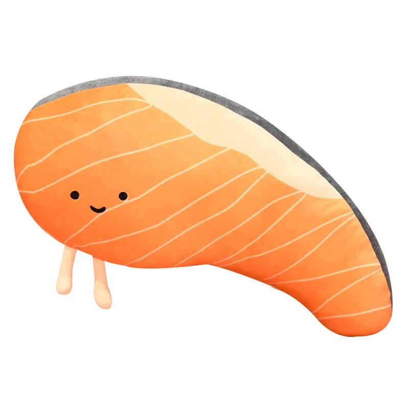 Almohada de peluche de salmón Cojín de comida realista Regalo acogedor