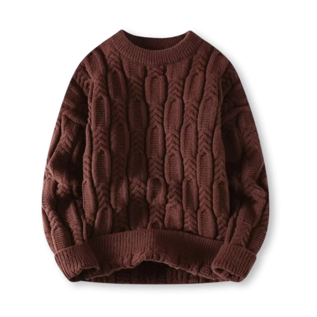 Warm Men’s Sweater - Cable Knit, Chunky, For Winter