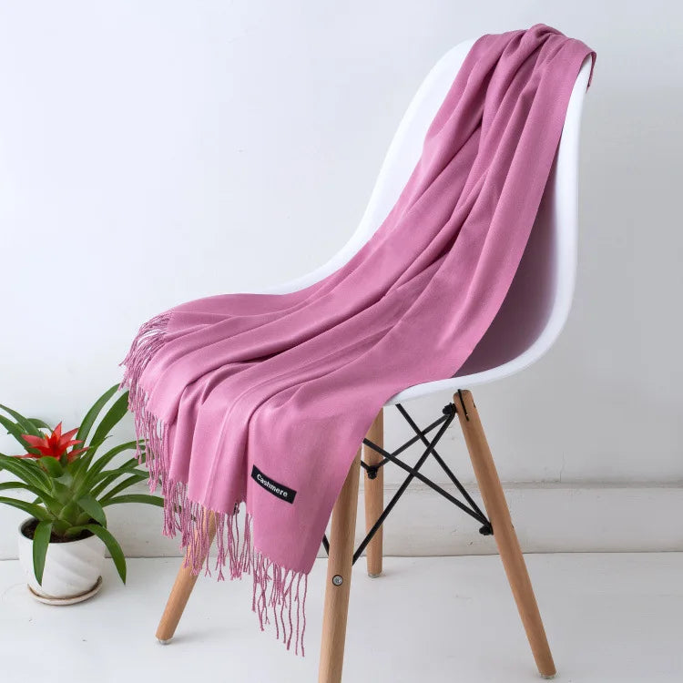 Warm Cozy Women Scarf - Long Fringe, Cashmere, Winter