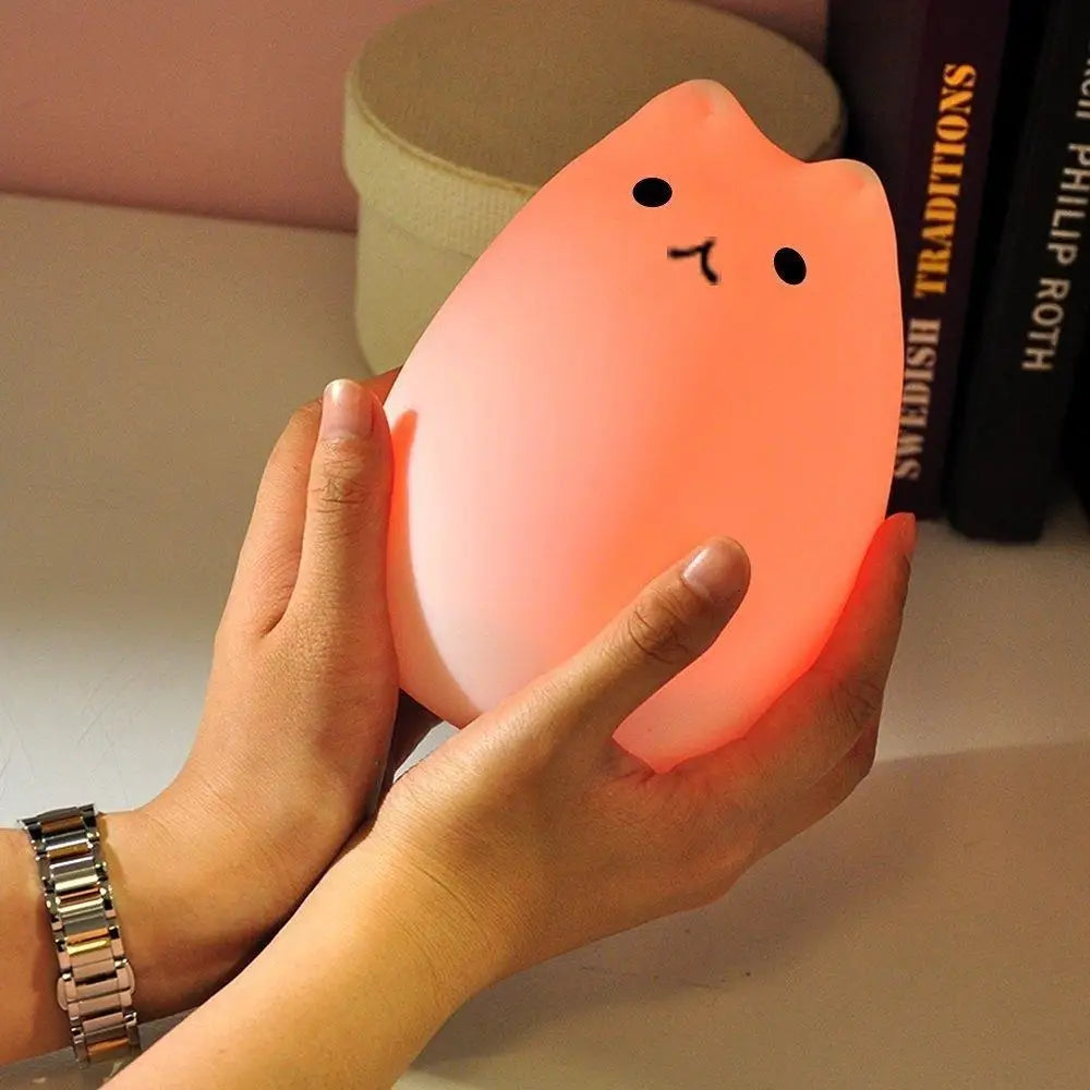 LED natlampe kat berøringssensor 16 farver dæmpbar USB genopladelig silikone lampe børn gave tilbage til skole 2025 glød