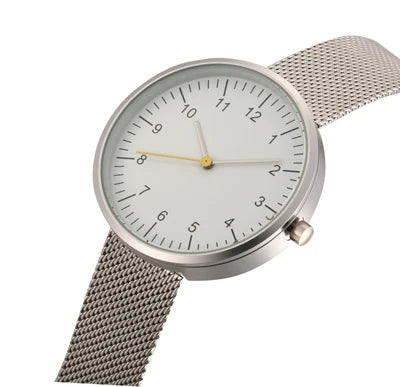 Quartz Watch With Yellow Second Hand Minimalist 40mm