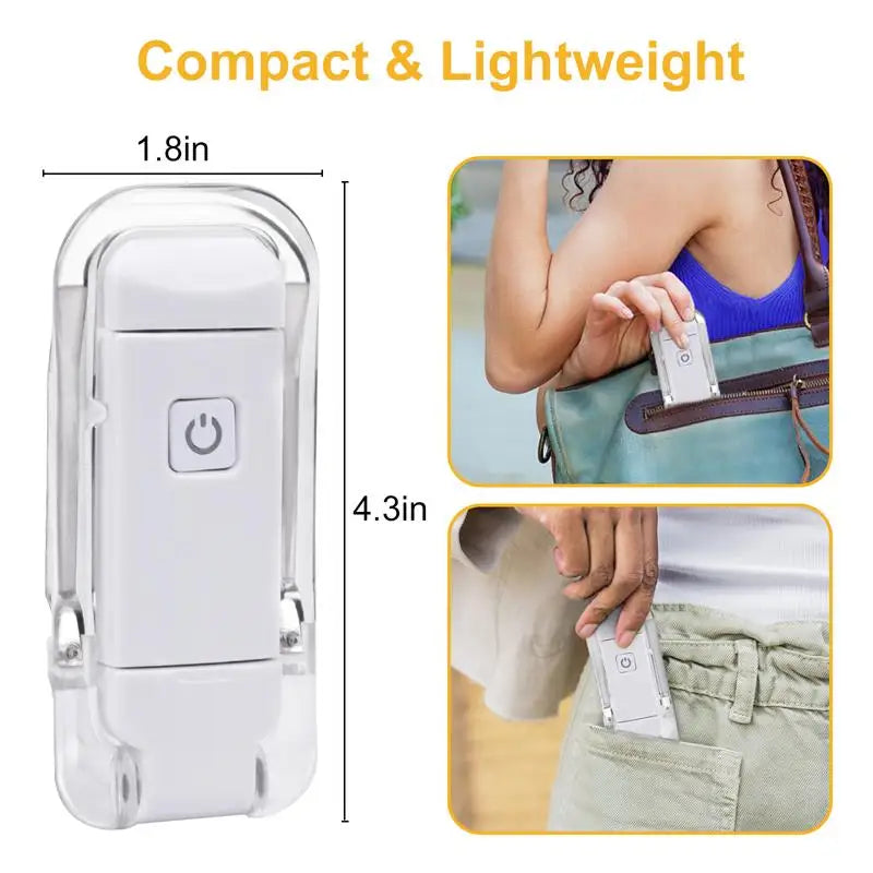 Mini LED Clip Book Light - USB Rechargeable, Brightness Adjustable Eye Protection Bookmark for Night Reading