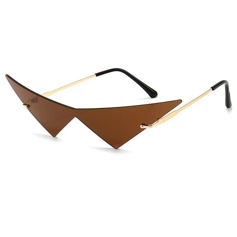 Cat Eye solbriller uden kant, overdimensioneret trekantet ramme sommer 2026 trend UV400 beskyttelse
