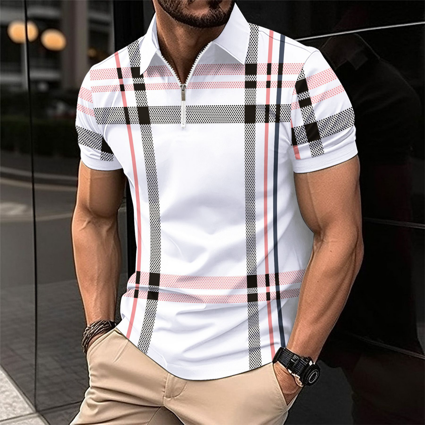 Hochwertiges Herren Polo Shirt – kariertes Design, Baumwolle, für den Alltag 4