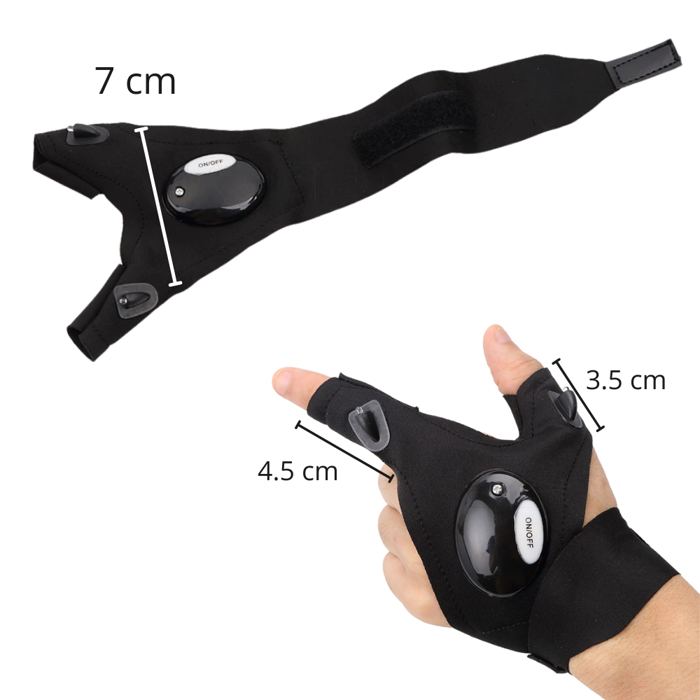 LED Gloves With Waterproof Lights - Battery Powered, Comfortable for Camping and Repairs
