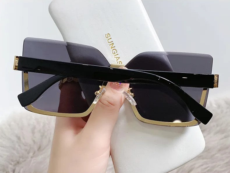 Leichte und raffinierte Sonnenbrille für Damen – halbrunder Metallrahmen, UV400-Schutz, für den Sommer 4