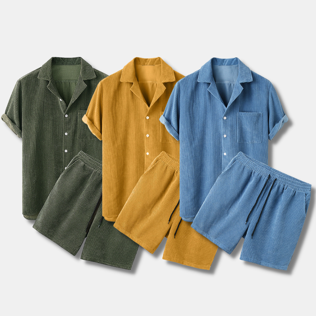 Leichtes & atmungsaktives Herren Sommer Set – lässiger Cord-Stil, Cordsamt, für Freizeitaktivitäten 6