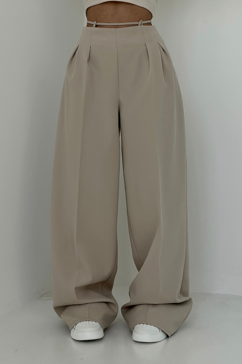 Variant image for High-Waisted Wide-Leg Trousers in Dark Blue, Soft and Comfortable Palazzo Pants for Effortless Style-16