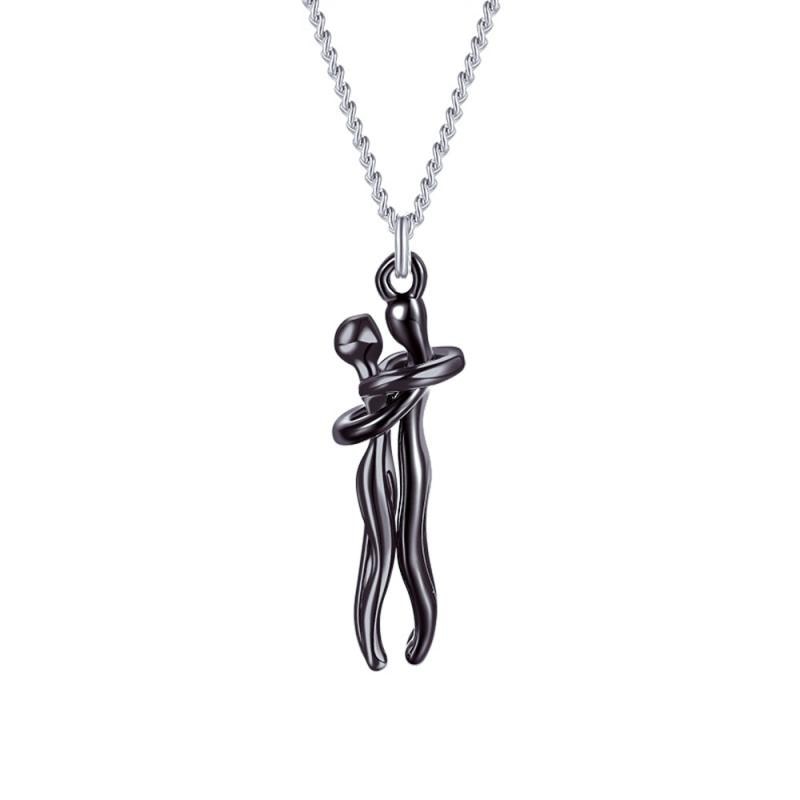 Meaningful women's necklace – embracing figures design, stainless steel, for special occasions 7