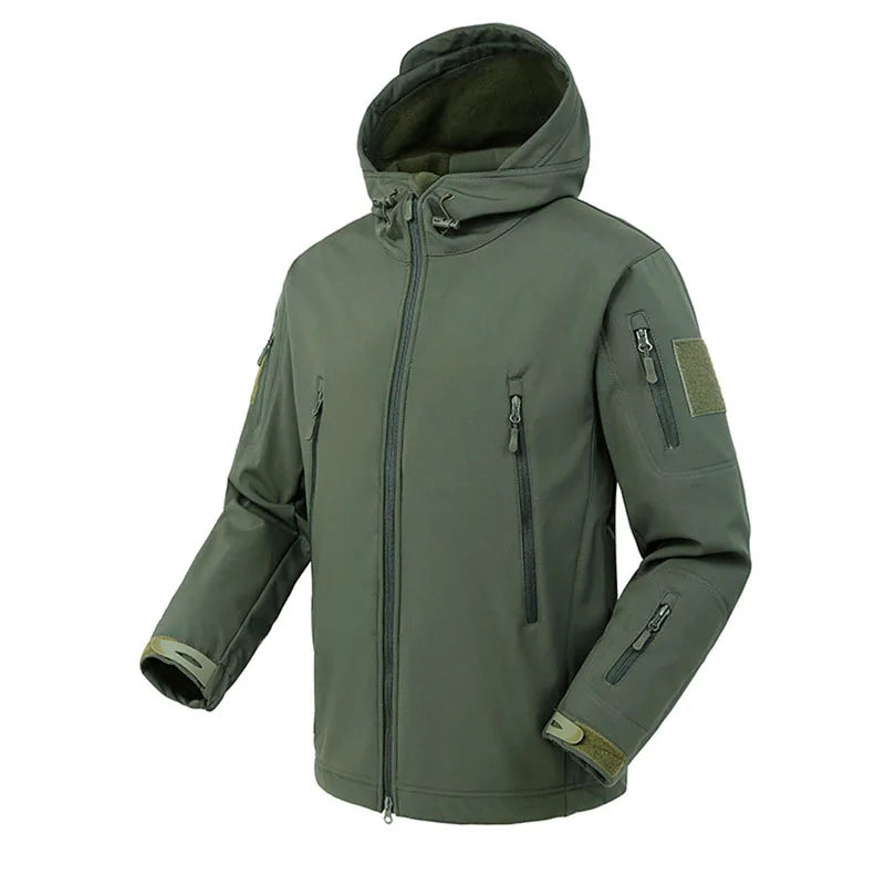 Waterdichte gevoerde herenjas - gewatteerde softshell met capuchon